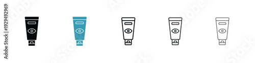 Eye cream icon in line art style on white background for graphic and web design.