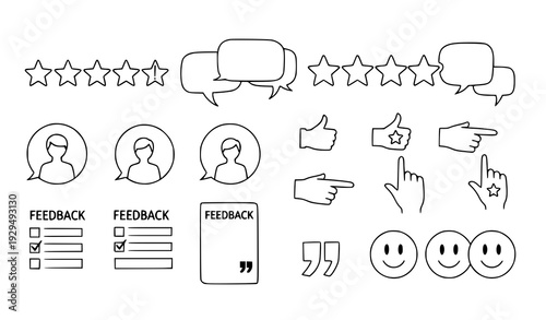 Customer Testimonials Vector Icon Set Reviews Feedback Rating Symbols