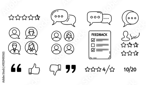 Customer Review and Testimonials Vector Icons Feedback Rating Collection