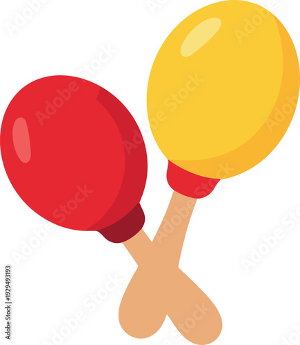 Pair of colorful maracas isolated on a white background, ready to shake