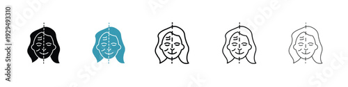Facelifting procedure icon in line art style on white background for graphic and web design.