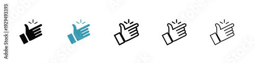 Finger snapping icon in line art style on white background for graphic and web design.