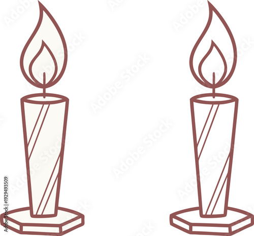 Minimalist Vector Icon of Single Lit Candle with Geometric Flame
