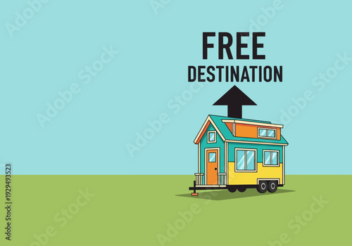 Tiny House on Wheels with Free Destination Arrow.