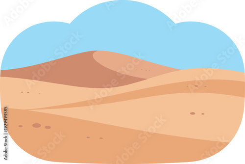 Sandy dune with a minimalistic style against a light blue sky backdrop