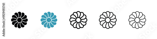 Flower icon in line art style on white background for graphic and web design.