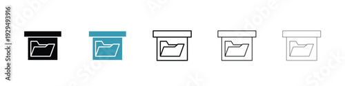 Folder box icon in line art style on white background for graphic and web design.
