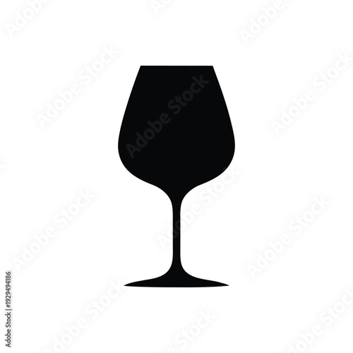Simple Minimalist Wine Glass Icon isolated on White Background
