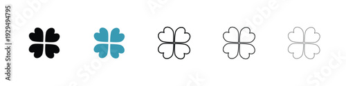 Four leaf clover icon in line art style on white background for graphic and web design.