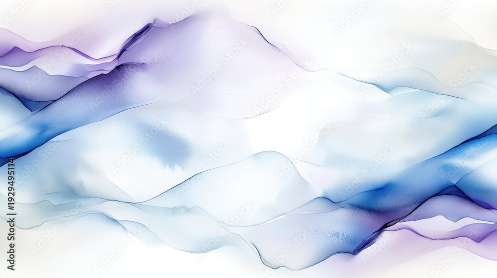 Obraz premium Delicate watercolor background featuring soft purple and blue hues, creating serene and calming atmosphere