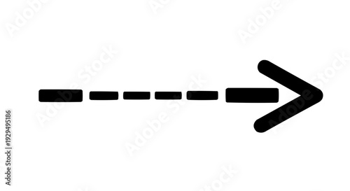 Minimalist dashed line arrow pointing right, representing direction, progress, and sequence in various digital design contexts