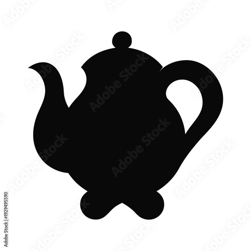 Minimalist Silhouette Teapot Icon isolated on White Background
