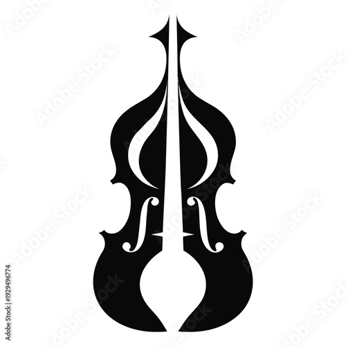 Elegant Minimalist Violin Silhouette Design Element isolated on White Background