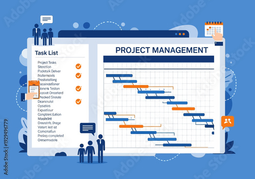Project Management Gantt Chart Task List Illustration.