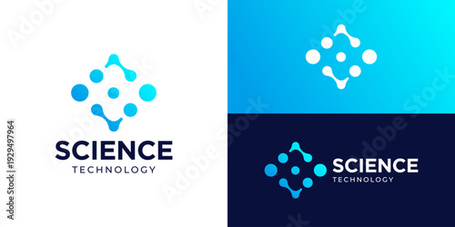 Creative modern science logo template. Abstract initial S molecule symbol, dot connection logo design vector illustration.