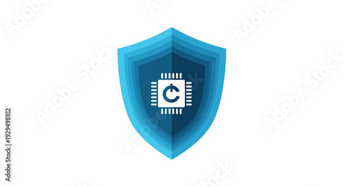 Shield icon with letter C on shield, symbolizing security, protection, and safety, viewed from directly above