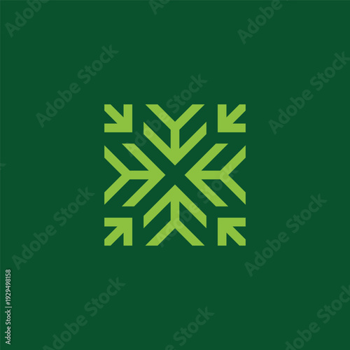 Geometric Flat Leaf Pattern Abstract Green Color Ornament Decoration