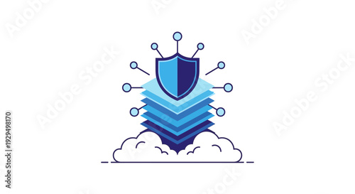 A digital shield icon representing security and protection in a cloud computing environment