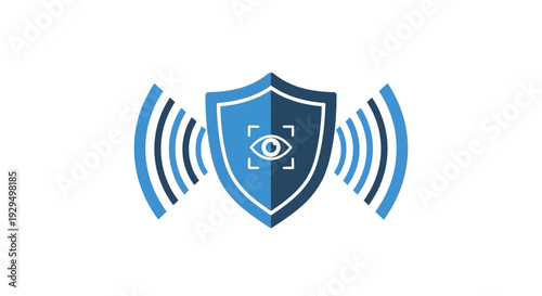 Digital Shield Protection with Eye Symbol and Waves