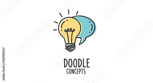 Light Bulb and Speech Bubble Doodle Concepts Illustration on isolated white background