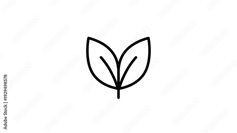 Obraz premium Minimalist Outline of Two Green Leaves, Simple Nature and Organic Product Symbol, Eco-Friendly Design Element, Isolated White Background.
