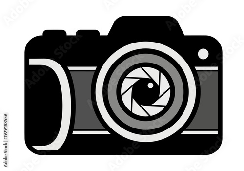 Stylized Camera Lens Aperture Icon Graphic.
