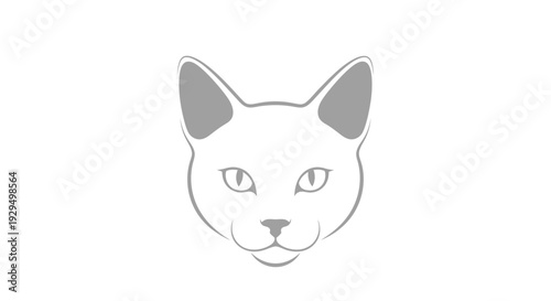 Minimalist Outline of a Domestic Cat Head Profile, Simple Pet Animal Drawing, Cute Feline Companion Icon, Isolated White Background.