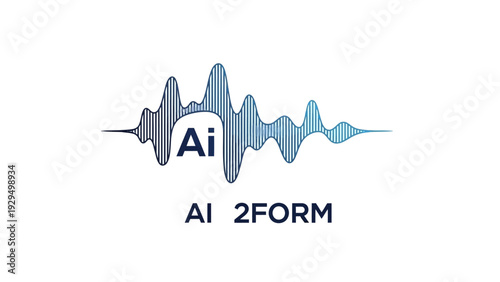 Artificial Intelligence "Ai 2FORM" Text with Sound Waves on Isolated White Background