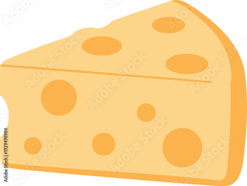 Piece of cheese with holes on a white background illustration