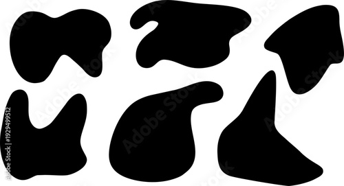 abstract random shape black simple set round hand drawn doodle illustration