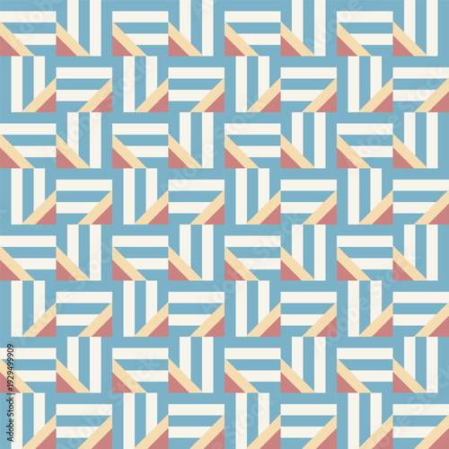 Retro Geometric Weave Repeat Textile Design Seamless Surface Pattern