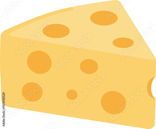 Triangular block of swiss cheese with holes illustration on white background