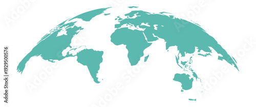 World map vector illustration teal curved abstract silhouette modern global geography concept