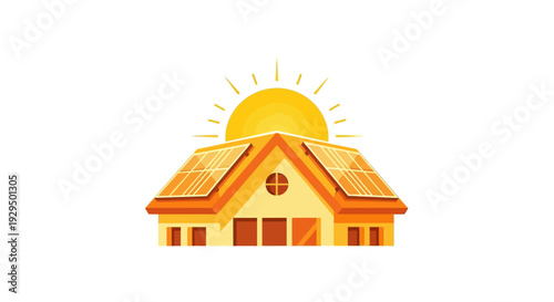 Sunny House with Solar Panels on Roof.