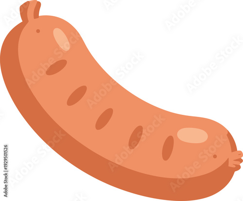 Cartoon sausage with grill marks floats on a white background