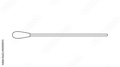 Simple black and white line drawing of a single cotton swab used for hygiene medical cleaning or professional makeup application.
