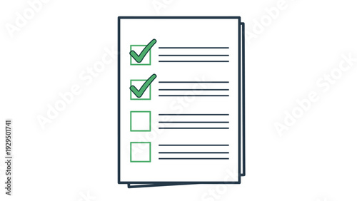 Checklist document with multiple green check marks indicating completed tasks and successful organization on a white background.