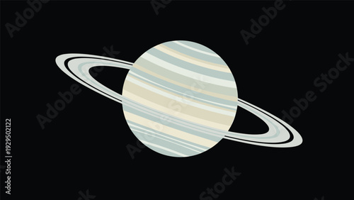 Detailed illustration of the planet Saturn with its iconic rings visible against a black background of outer space.