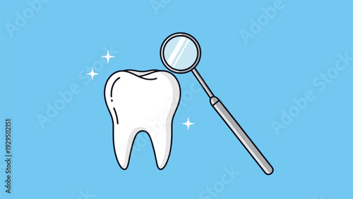 Human tooth being examined with a dental mirror to represent professional checkups and preventive oral healthcare services.