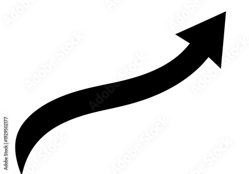 Black curved arrow icon for direction and navigation, minimalist vector symbol