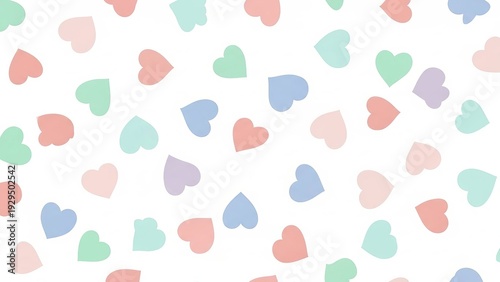Wallpaper Mural Colorful hearts scattered randomly across a white background viewed from directly above Torontodigital.ca
