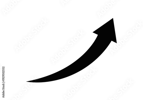 Black curved arrow icon for growth and progress, pointing up
