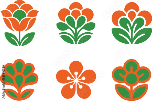 Modern Floral Icon Set Vector – Decorative Flower Logo Collection in Flat Design Style. Botanical Logo and Nature Emblem Icons Collection.