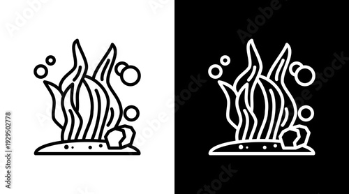 Seaweed Icon Sheet Black And White