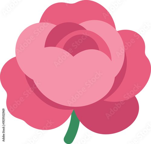 Stylized pink rose flower with a simplistic design against a white backdrop