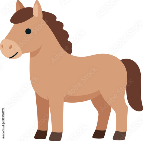 Illustration of a light brown horse standing peacefully on a white background