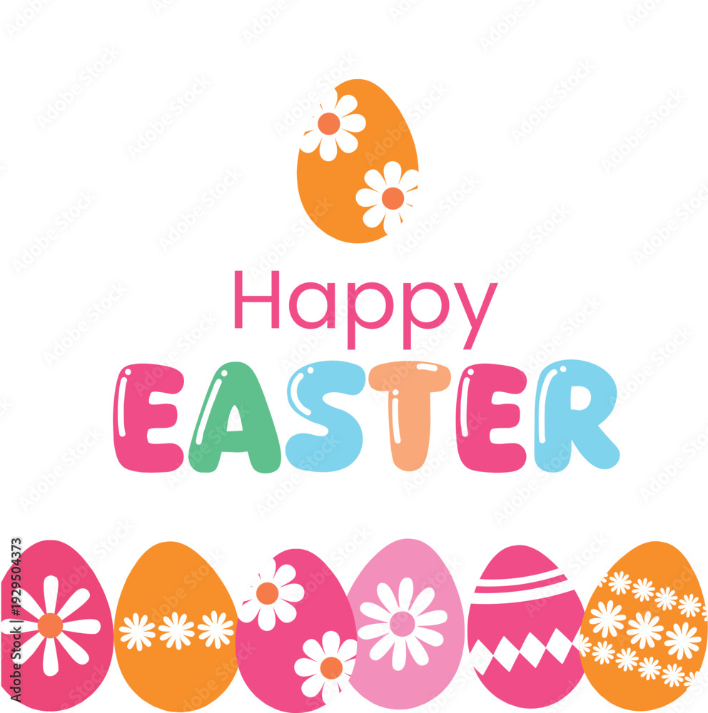 Fototapeta premium Happy easter celebration with colorful decorated eggs