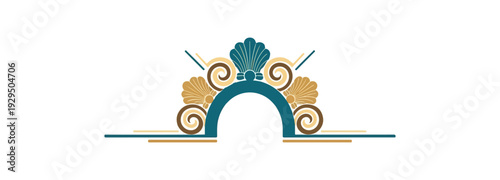 Decorative ornamental elements set on black background