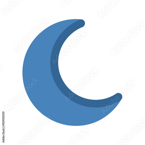 Crescent Blue Moon on White Background