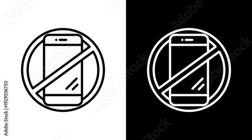 No Phone Icon Sheet Black And White